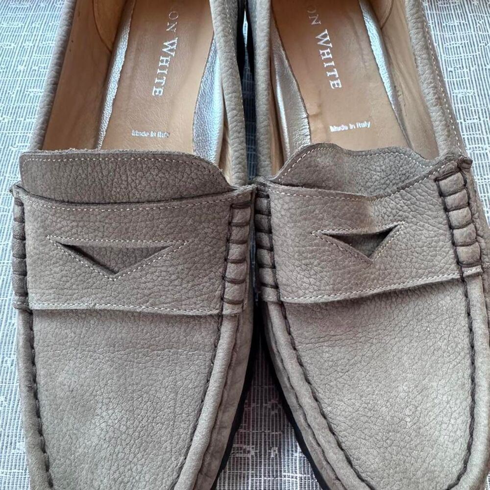 Ron White Tan Oxford Leather Loafers Made in Italy - Size 41